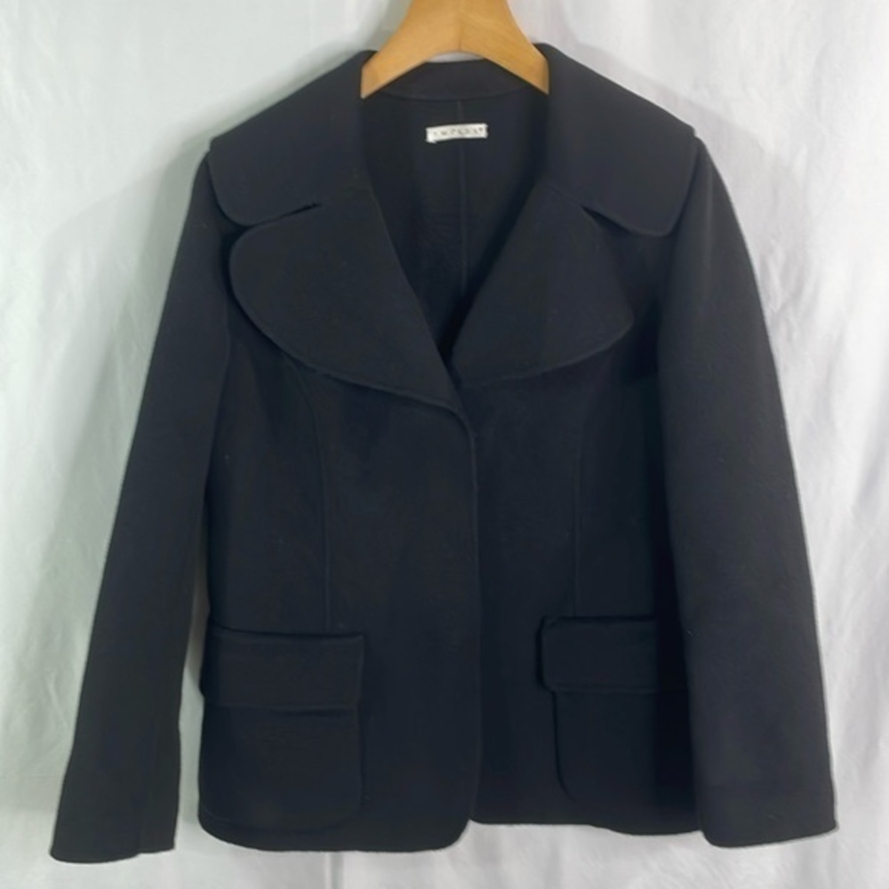 🧢Tweeds, black double faced wool portrait, collar, jacket, blazer
